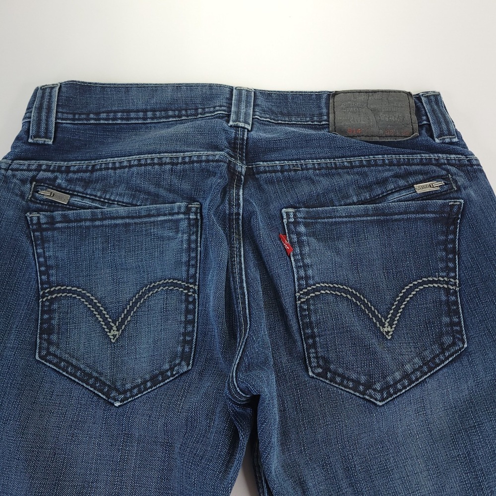 Levi's 514 Jeans Men 32x34 Blue‎ Dark Wash Slim Fit Zippered Back Pockets